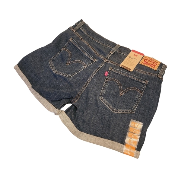 Levi's Mid Length Shorts Blue Jean Shorts Denim Cutoff Distressed Hypersoft - Picture 13 of 15